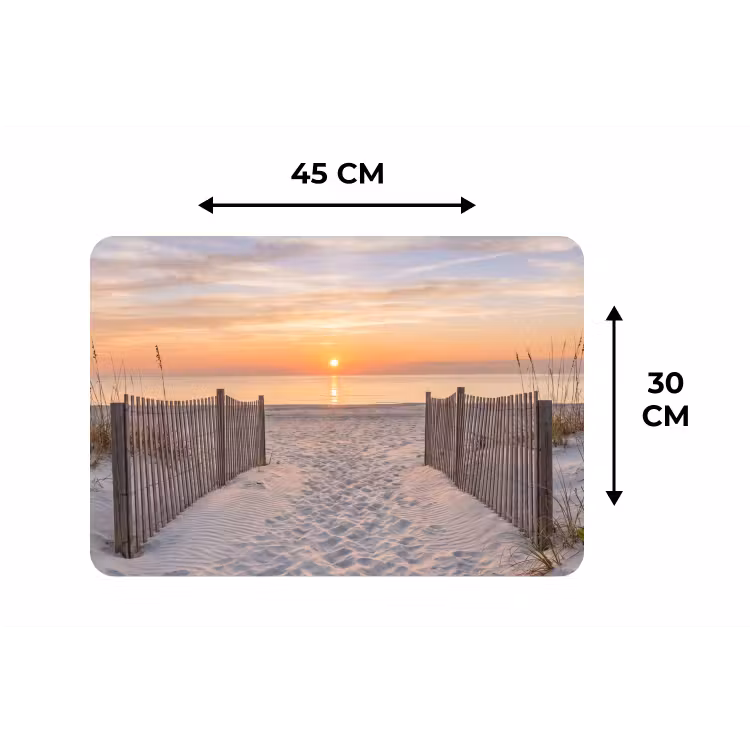 Zonsondergang - Strand - Zand Placemat vinyl groot -specs