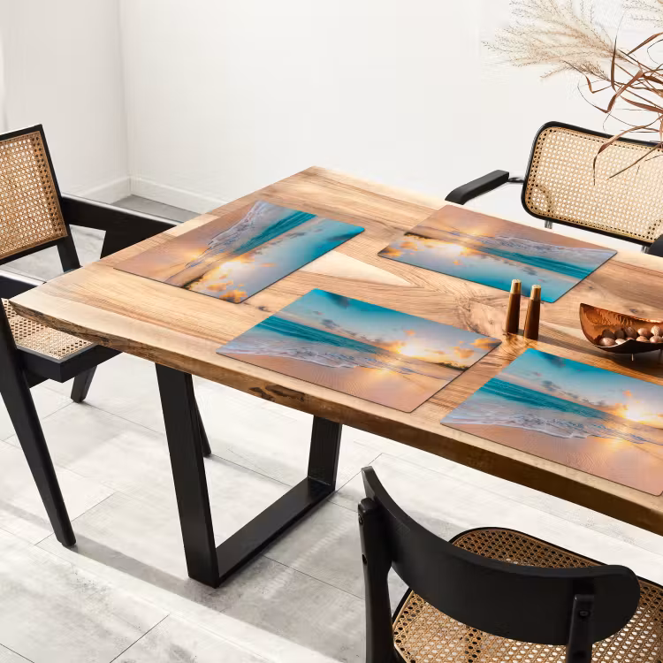 Zonsondergang - Strand - Zee - Zomer - Blauw Placemat vinyl groot -zzsfeer4_Kitchenyeah-website