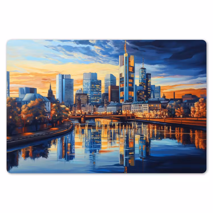 Zonsondergang Frankfurt - Stad - Skyline - Water Placemat vinyl groot -zzsfeer1_Kitchenyeah-website