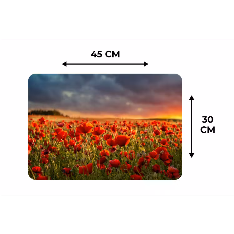 Zonsondergang - Klaprozen - Rood - Bloemen - Veld - Natuur Placemat vinyl groot -specs