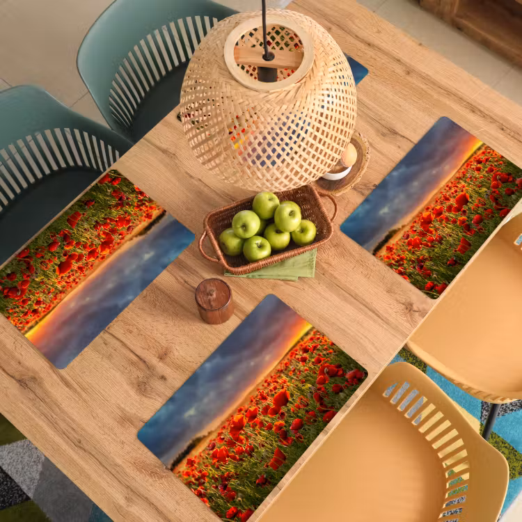 Zonsondergang - Klaprozen - Rood - Bloemen - Veld - Natuur Placemat vinyl groot -zzsfeer5_Kitchenyeah-website