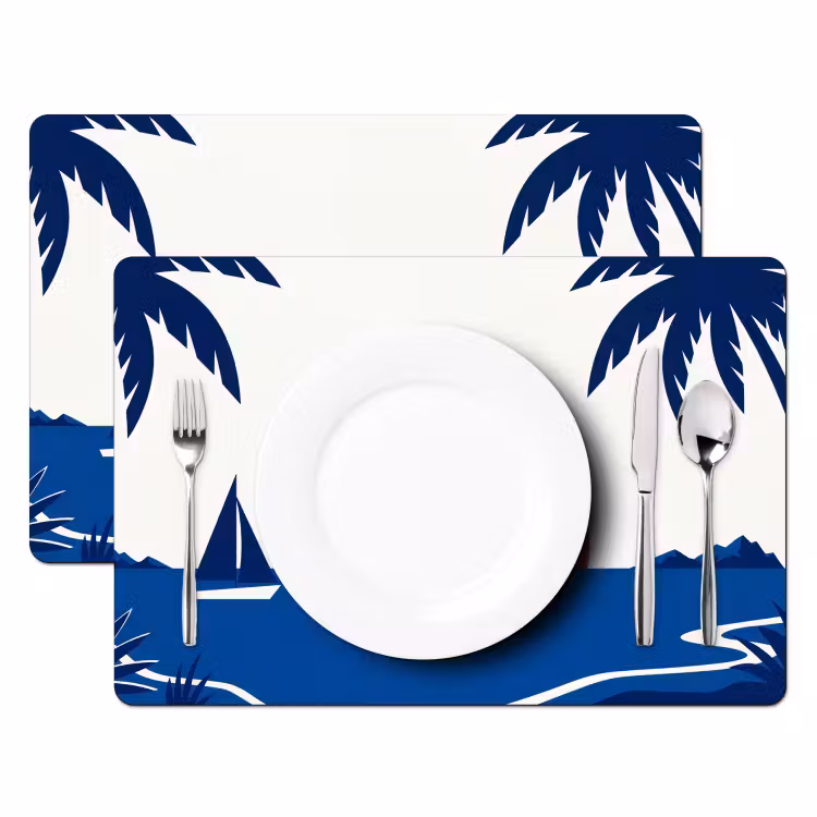 Zonsondergang - Zee - Palmboom - Tropisch - Modern Placemat vinyl groot -zzsfeer2_Kitchenyeah-website
