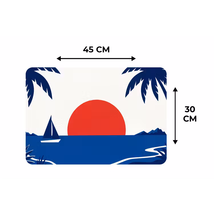 Zonsondergang - Zee - Palmboom - Tropisch - Modern Placemat vinyl groot -specs
