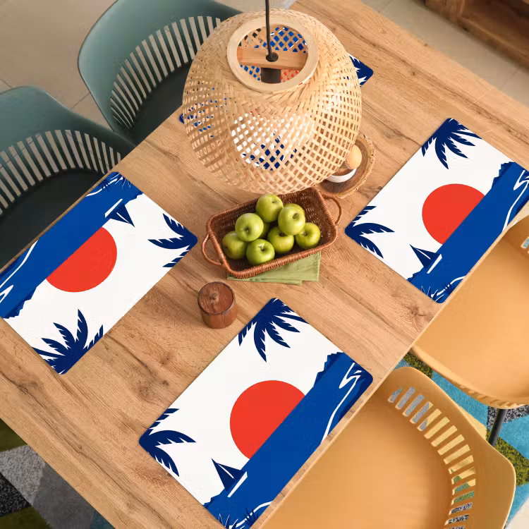 Zonsondergang - Zee - Palmboom - Tropisch - Modern Placemat vinyl groot -zzsfeer5_Kitchenyeah-website