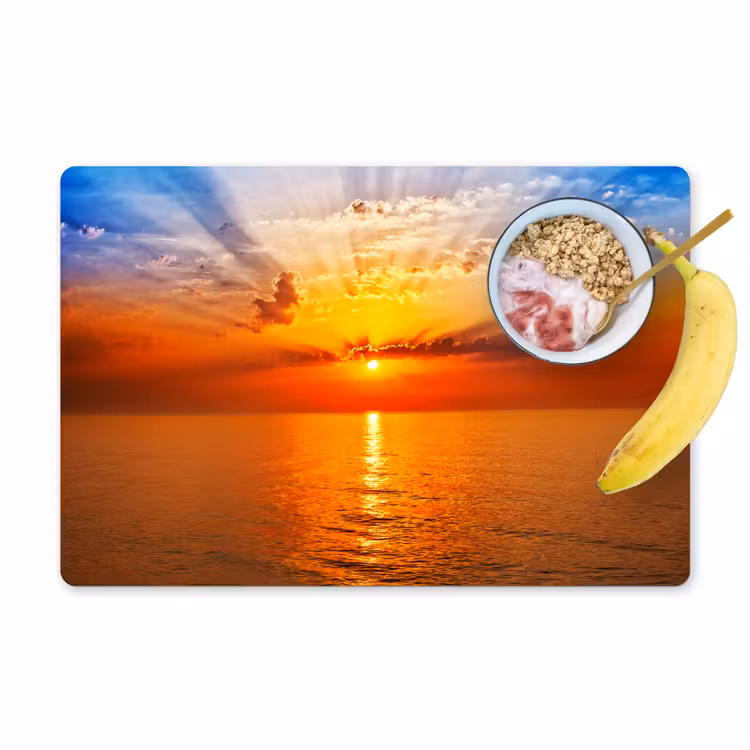 Zonsondergang - Zee - Lucht - Oranje - Horizon - Water Placemat vinyl groot -zzzproduct_Kitchenyeah-website