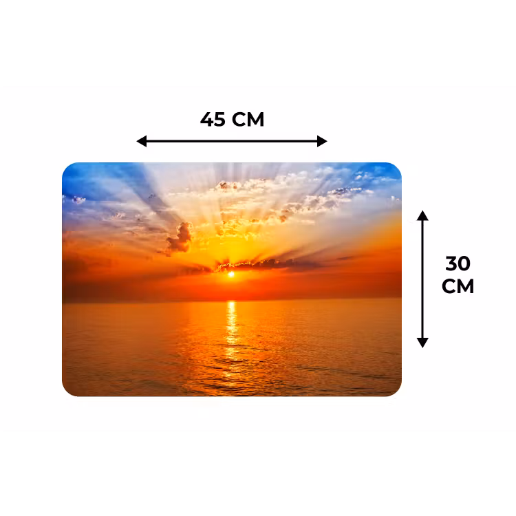 Zonsondergang - Zee - Lucht - Oranje - Horizon - Water Placemat vinyl groot -specs