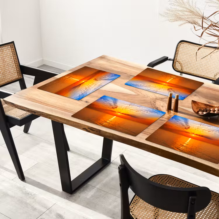 Zonsondergang - Zee - Lucht - Oranje - Horizon - Water Placemat vinyl groot -zzsfeer4_Kitchenyeah-website