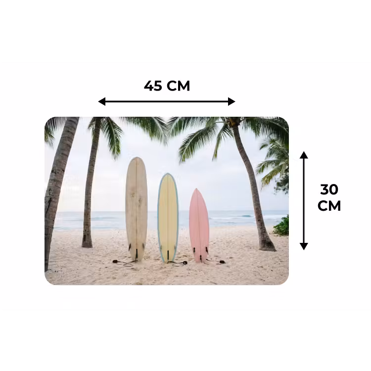 Surfboard - Palmbomen - Kleurrijk Placemat vinyl groot -specs