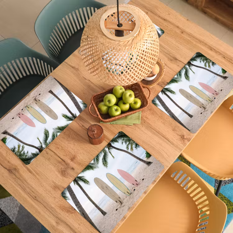 Surfboard - Palmbomen - Kleurrijk Placemat vinyl groot -zzsfeer5_Kitchenyeah-website