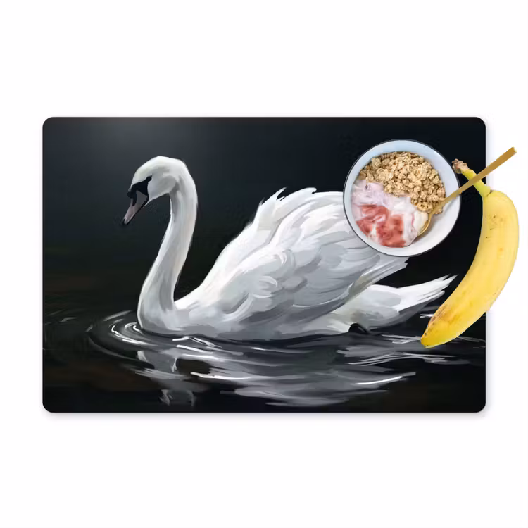Zwaan - Water - Natuur - Realistisch - Wit Placemat vinyl groot -zzzproduct_Kitchenyeah-website