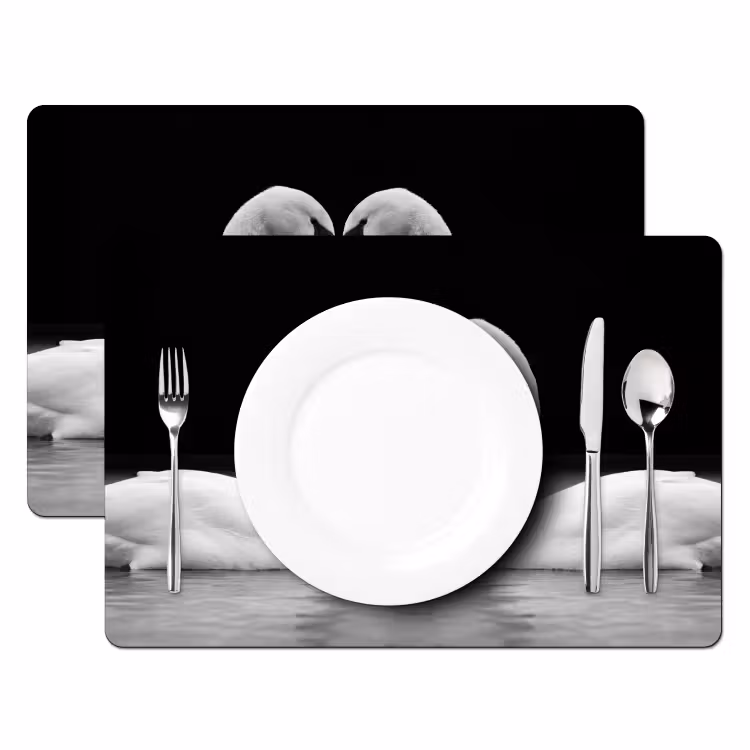 Zwanen - Hart - Zwart - Wit Placemat vinyl groot -zzsfeer2_Kitchenyeah-website