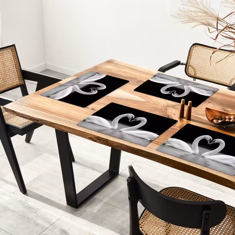 Zwanen - Hart - Zwart - Wit Placemat vinyl groot -zzsfeer4_Kitchenyeah-website