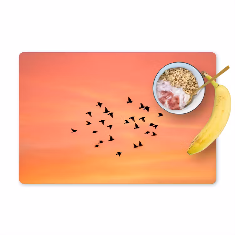 Zwerm - Vogels - Oranje Placemat vinyl groot -zzzproduct_Kitchenyeah-website