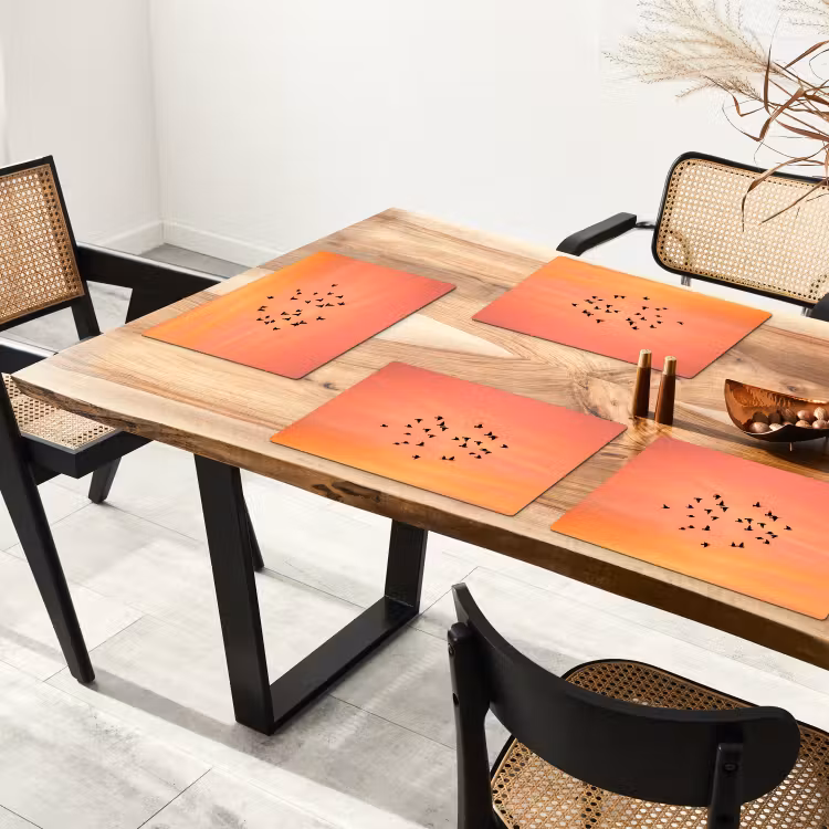 Zwerm - Vogels - Oranje Placemat vinyl groot -zzsfeer4_Kitchenyeah-website