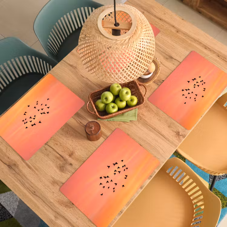 Zwerm - Vogels - Oranje Placemat vinyl groot -zzsfeer5_Kitchenyeah-website