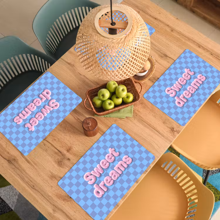 Sweet dreams - Vierkanten - Roze - Blauw Placemat vinyl groot -zzsfeer5_Kitchenyeah-website
