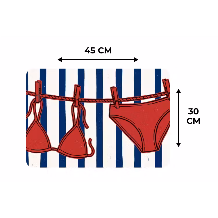 Badkleding - Waslijn - Zomer - Illustratie - Rood Placemat vinyl groot -specs