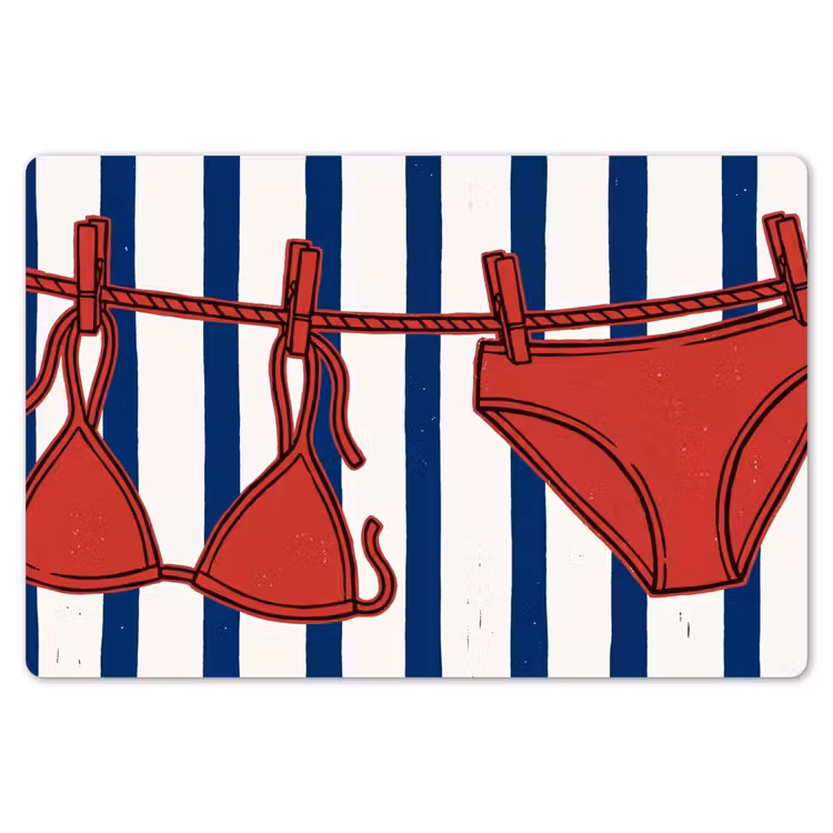 Badkleding - Waslijn - Zomer - Illustratie - Rood Placemat vinyl groot -zzsfeer1_Kitchenyeah-website