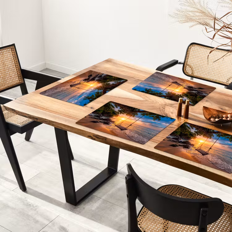 Schommel - Strand - Zonsondergang - Natuur - Oranje Placemat vinyl groot -zzsfeer4_Kitchenyeah-website