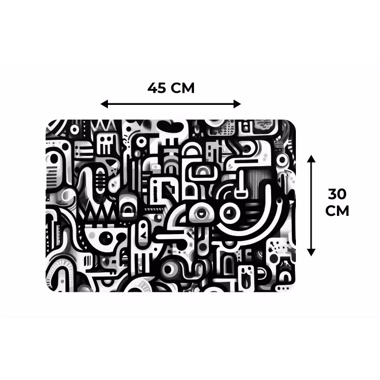 Symbolen - Abstract - Grafisch - Zwart Placemat vinyl groot -specs