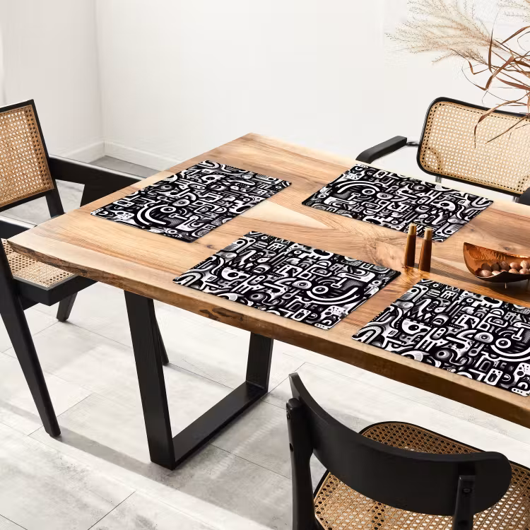 Symbolen - Abstract - Grafisch - Zwart Placemat vinyl groot -zzsfeer4_Kitchenyeah-website