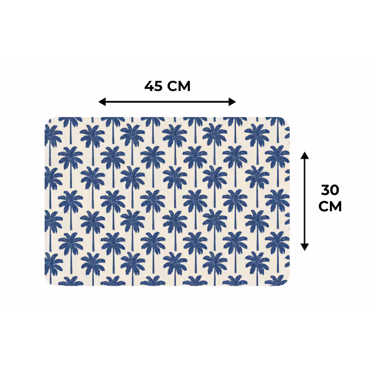 Symmetrisch - Palm - Blauw Placemat vinyl groot 368 -specs