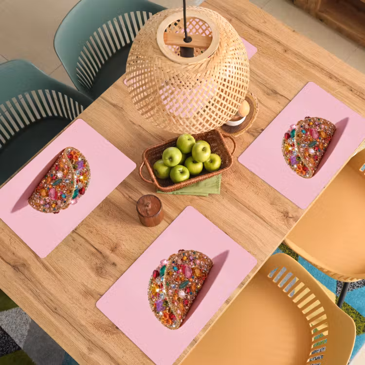 Taco - Kleurrijk - Edelstenen - Goud Placemat vinyl groot -zzsfeer5_Kitchenyeah-website