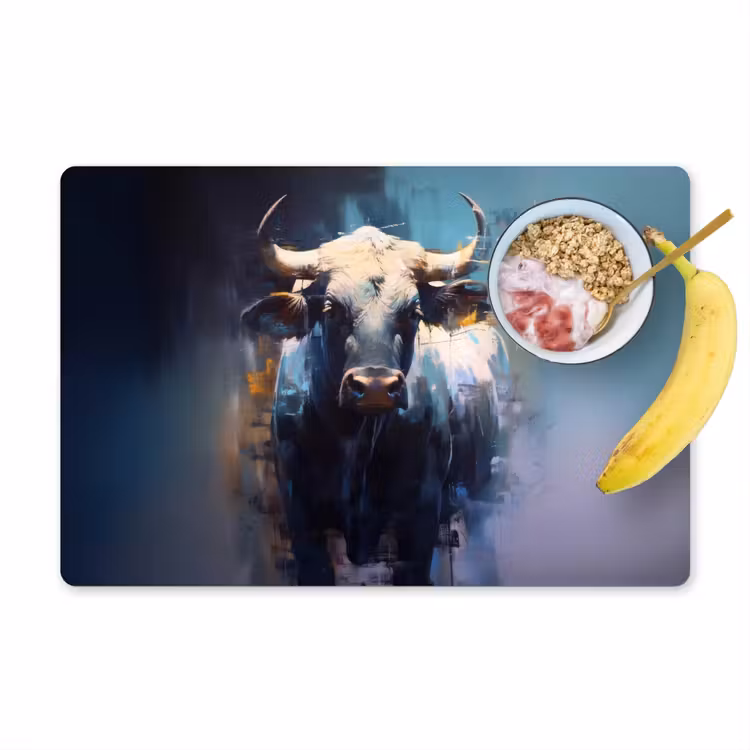 Stier - Zwart - Abstract - Horens Placemat vinyl groot -zzzproduct_Kitchenyeah-website