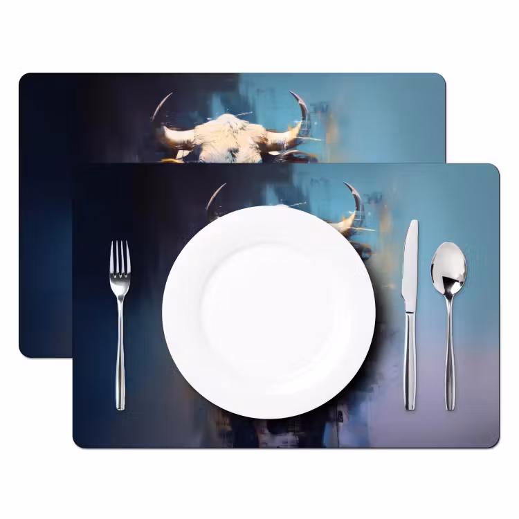 Stier - Zwart - Abstract - Horens Placemat vinyl groot -zzsfeer2_Kitchenyeah-website