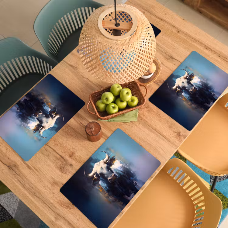 Stier - Zwart - Abstract - Horens Placemat vinyl groot -zzsfeer5_Kitchenyeah-website