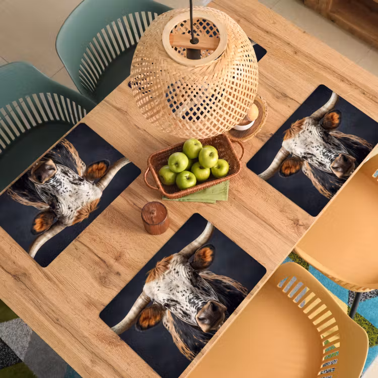 Stier - Kleurrijk - Hoorns Placemat vinyl groot -zzsfeer5_Kitchenyeah-website