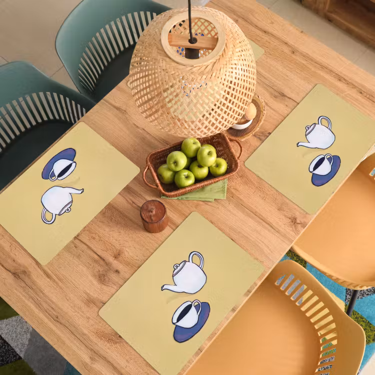 Theepot - Kopje - Beige - Illustratie Placemat vinyl groot -zzsfeer5_Kitchenyeah-website