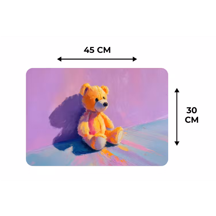 Teddybeer - Schaduw - Penseelstreken - Paars Placemat vinyl groot -specs