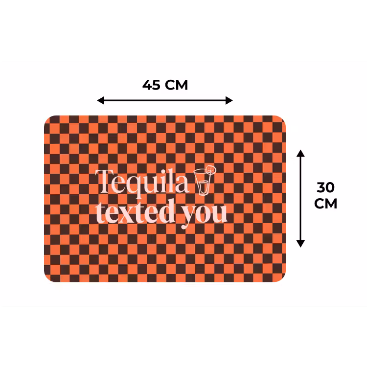 Tequila texted you - Glas - Vierkanten - Oranje Placemat vinyl groot -specs