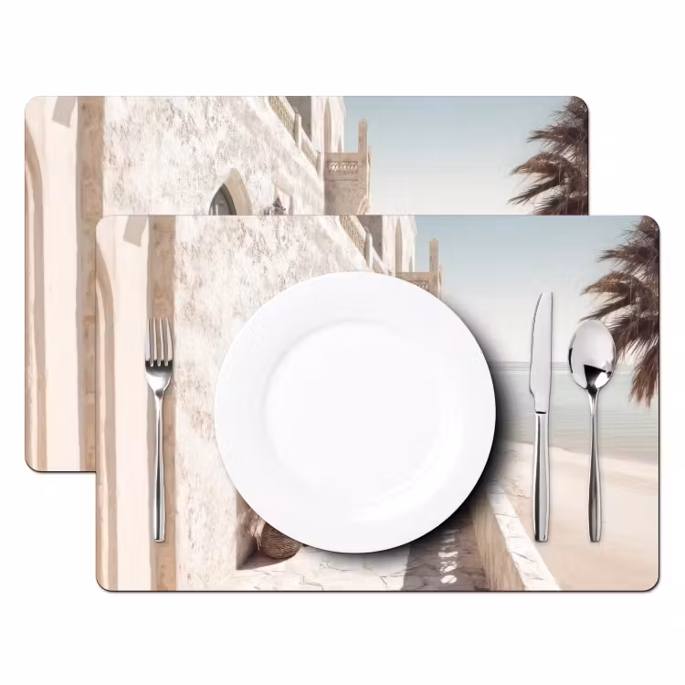Terras - Stoelen - Strand - Beige Placemat vinyl groot -zzsfeer2_Kitchenyeah-website