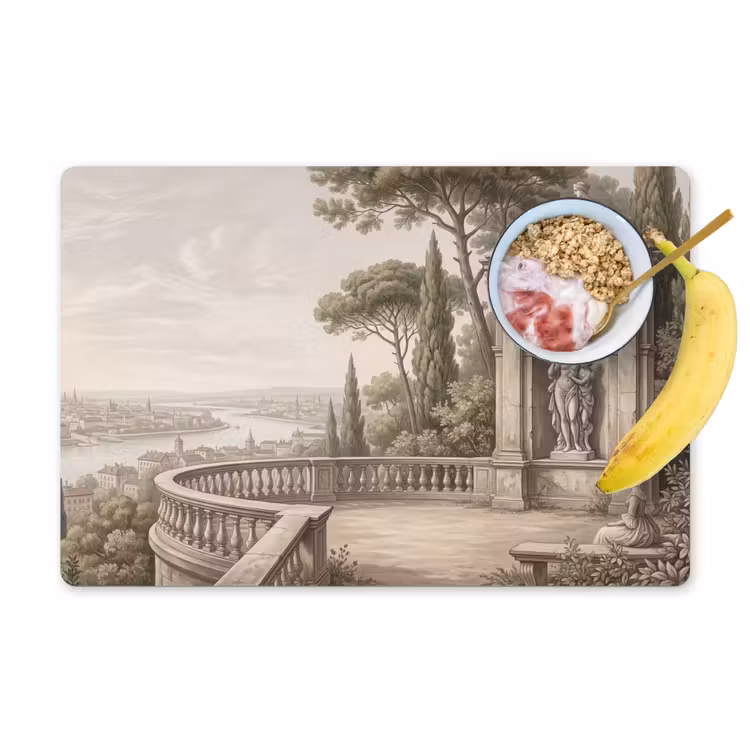 Terras - Stad - Uitzicht - Rivier Placemat vinyl groot -zzzproduct_Kitchenyeah-website