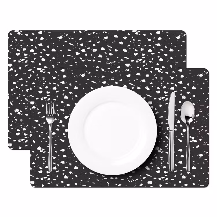 Terrazzo - Patroon - Zwart - Wit Placemat vinyl groot 368 -zzsfeer2_Kitchenyeah-website