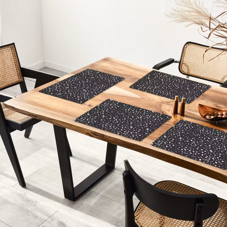 Terrazzo - Patroon - Zwart - Wit Placemat vinyl groot 368 -zzsfeer4_Kitchenyeah-website