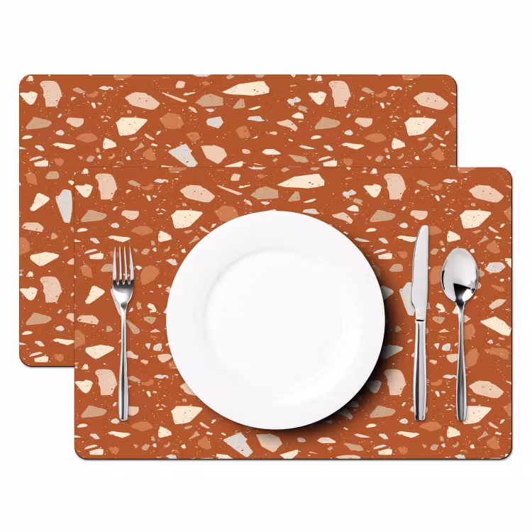 Terrazzo - Patroon - Klei Placemat vinyl groot 368 -zzsfeer2_Kitchenyeah-website