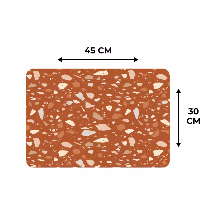 Terrazzo - Patroon - Klei Placemat vinyl groot 368 -specs