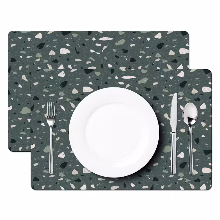 Terrazzo - Patroon - Kleurrijk - Groen Placemat vinyl groot 368 -zzsfeer2_Kitchenyeah-website