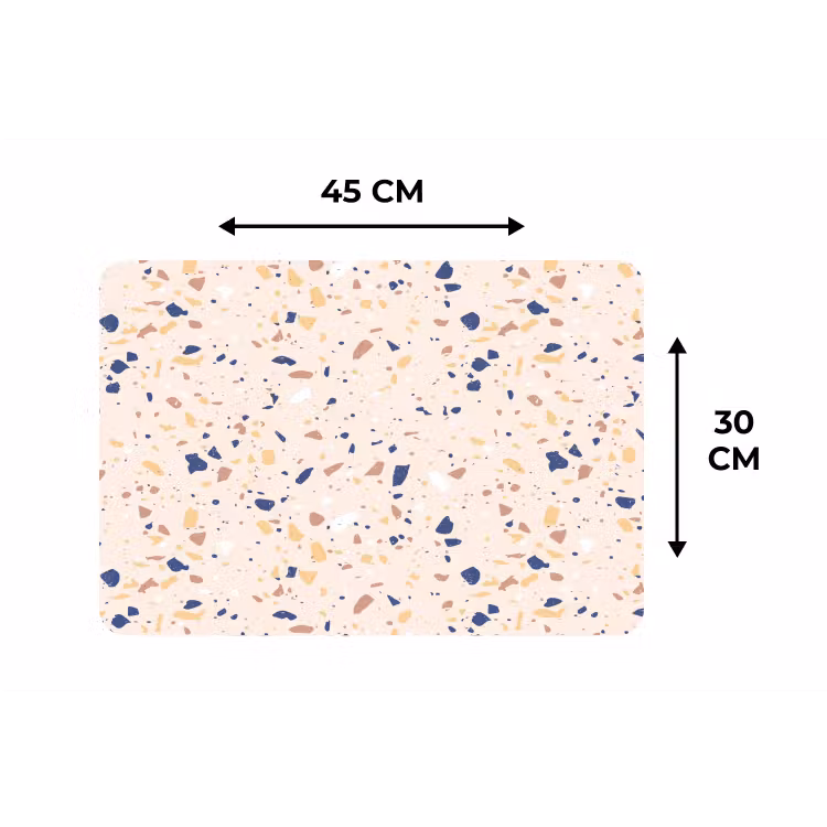 Terrazzo - Patroon - Kleurrijk - Indigo Placemat vinyl groot 368 -specs