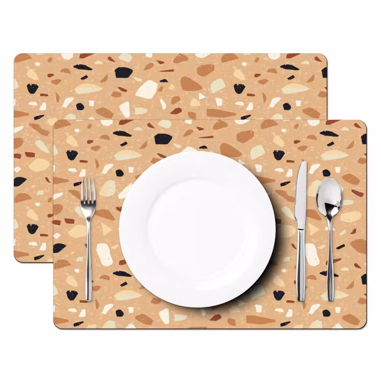 Terrazzo - Patroon - Kleurrijk - Oranje Placemat vinyl groot 368 -zzsfeer2_Kitchenyeah-website