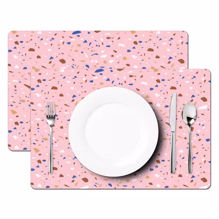 Terrazzo -  Patroon - Kleurrijk - Roze Placemat vinyl groot 368 -zzsfeer2_Kitchenyeah-website