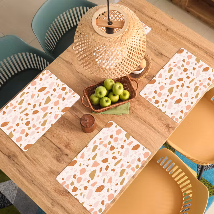 Terrazzo - Patroon - Kleurrijk - Zalm Placemat vinyl groot 368 -zzsfeer5_Kitchenyeah-website