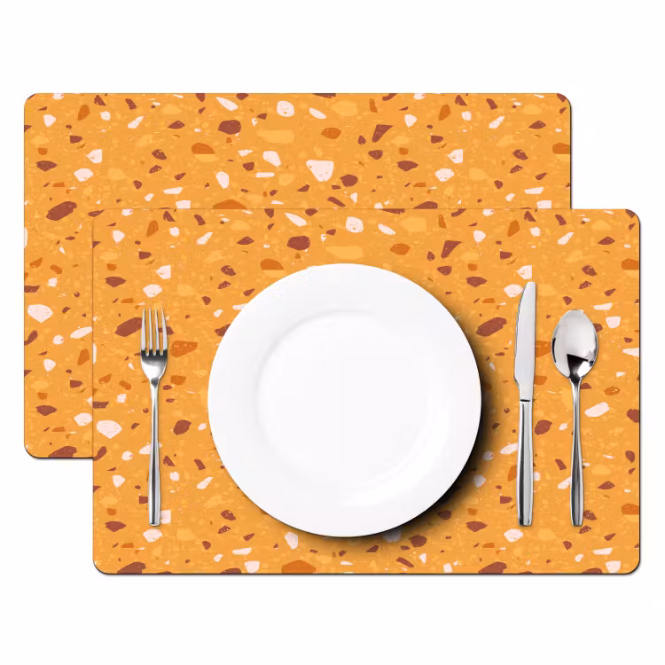 Terrazzo - Patroon - Okergeel Placemat vinyl groot 368 -zzsfeer2_Kitchenyeah-website