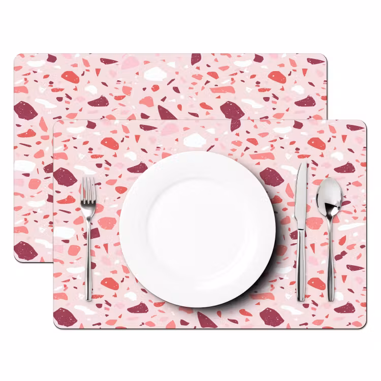 Terrazzo - Patroon - Roze Placemat vinyl groot 368 -zzsfeer2_Kitchenyeah-website