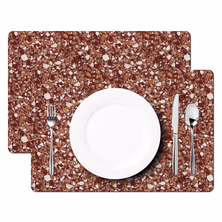 Terrazzo - Patroon - Steentextuur - Roodbruin Placemat vinyl groot 368 -zzsfeer2_Kitchenyeah-website
