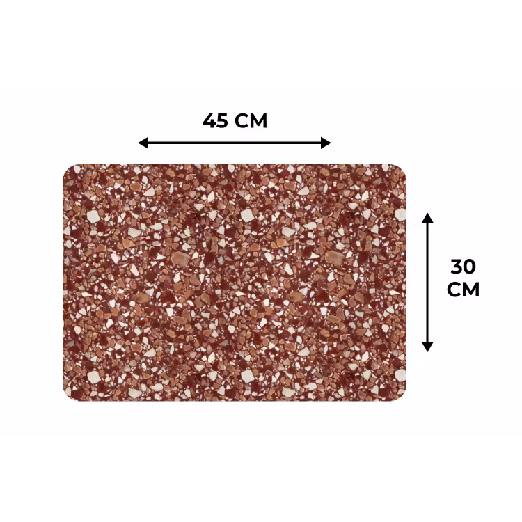 Terrazzo - Patroon - Steentextuur - Roodbruin Placemat vinyl groot 368 -specs