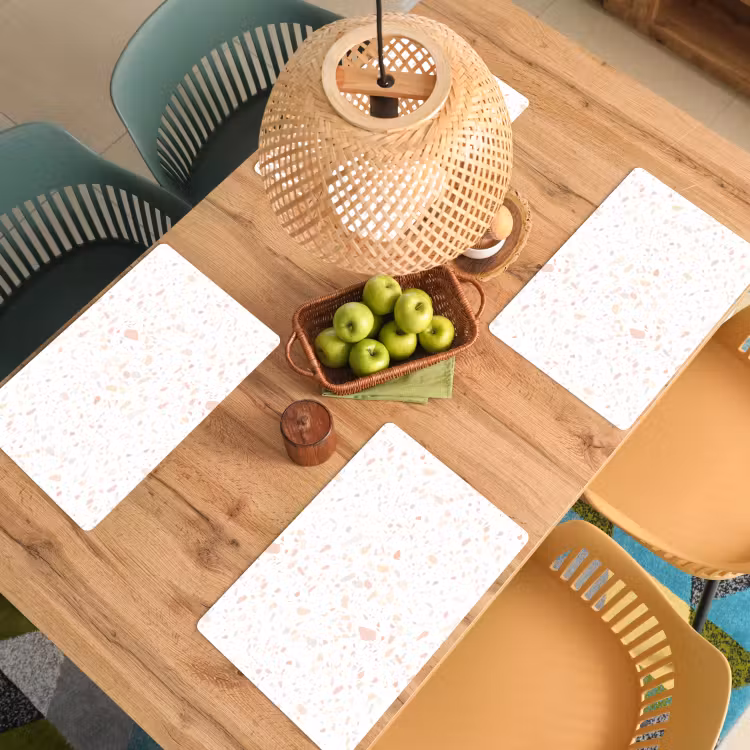 Terrazzo - Patroon - Wit - Perzik Placemat vinyl groot 368 -zzsfeer5_Kitchenyeah-website